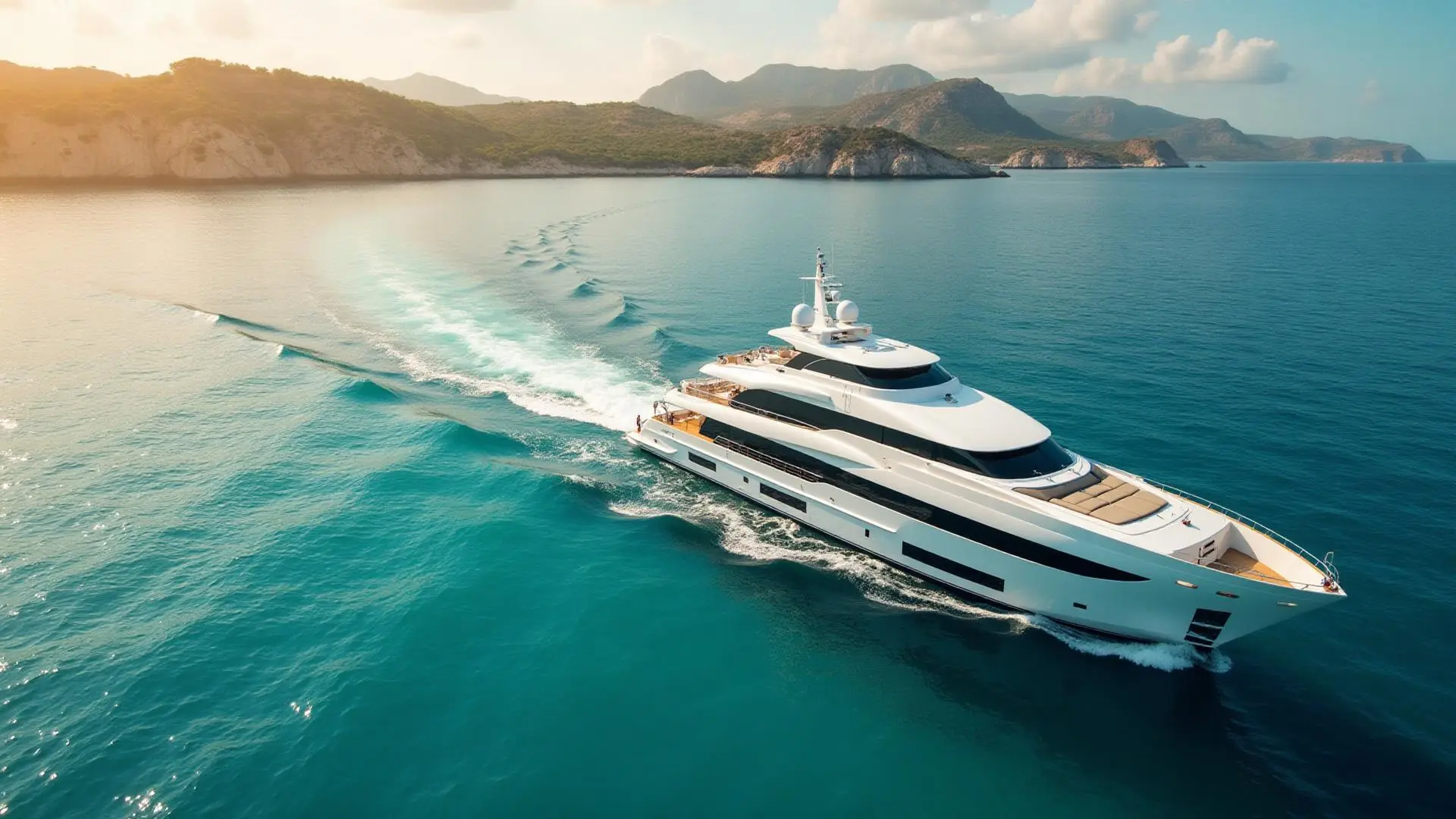 Yate de lujo navegando frente a la costa de Ibiza